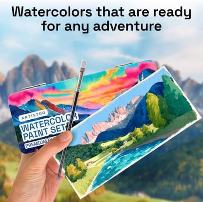 ARTISTRO 50 Watercolor Paint Set with Palette & Brushes for Adults & Kids - Image 5