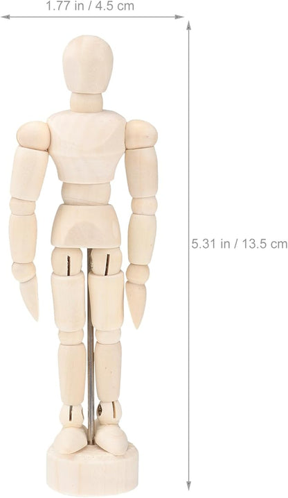 Artists Wooden Manikin Flexible Body Joints: 6 Pack 4.5 Inch Mannequin Model Drawing Figure Model Wooden Mannequin Artist Manikin with Stand for Drawing Painting Desk Decorations