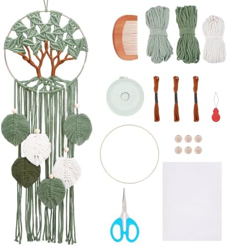 ACRNIGHEET Tree of Life Dream Catcher Macrame Kit for Adults Beginners Macrame Leave Wall Hanging Decor with Video Tutorials Handmade Woven Boho Home Decor for Bedroom Dorm Decoration by ACRNIGHEET