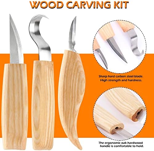Wood Whittling Kit 6PCS Professional and High Performance Stainless Steel Tools Set ​for Beginner Carving for Adults and Kids Beginners Wood Carving Kit Set - Image 2