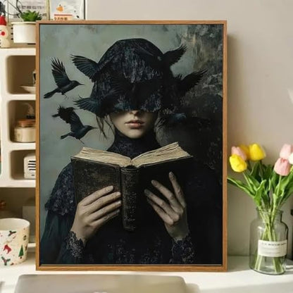 Gothic Crows Paint by Numbers Kit for Adults Framed Canvas, Frameworkless - Image 2