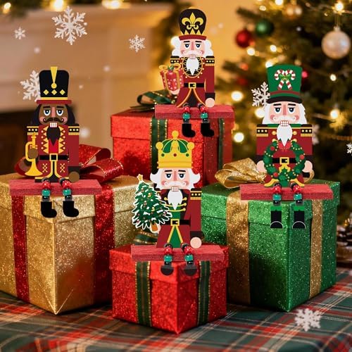 Fiupan Christmas Nutcracker Felt Craft Kit, 24Sets DIY Nutcracker Black Green Red Beaded Ornaments Decor, Winter Xmas Holiday Party Favors Classroom Art Activities Decoration for Home School - Image 4