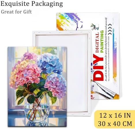 Natuyalo Paint by Numbers Kit for Adults Framed - Colorful Flowers Paint by Number on Canvas with Frame, Vase DIY Acrylic Painting by Number Ideal Gift Home Wall Decor (12x16 Inch) - Image 6