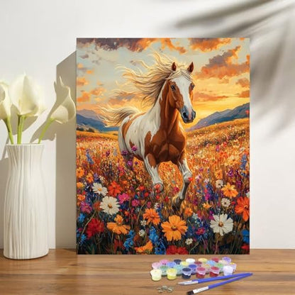 obterie Horse Paint by Numbers Kit for Adults Beginner Animals Oil Painting Kit Adult Paint by Number Kits on Canvas DIY Painting for Beginners Art by Numbers for Gifts Home Wall Decor 16x20 Inch - Image 2