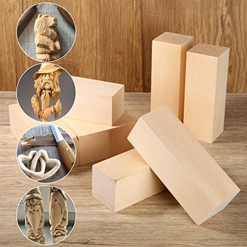 8PCS Basswood Carving Blocks, 6x2x2 inch Unfinished Wood Blocks for Crafts, Unfinished Wood Squares Wooden Blocks for Arts and Crafts - Image 6