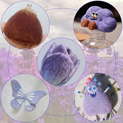 Wonvoc Needle Felting Wool 2.82oz /80g, 8 Colors Wool Roving (Grey) - Image 6