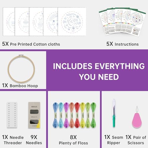 CYANFOUR 5 Stage Starter Embroidery Kit Easy to Learn from Video & Guidance - Image 2