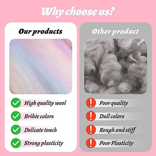 7.02 oz Wool Roving, Beginners Needle Felting Kit Felt Supplies - Image 4
