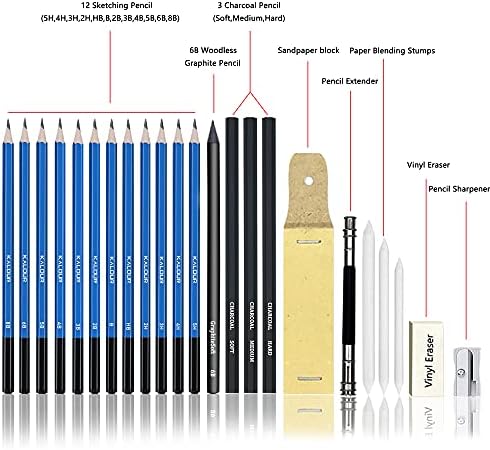 KALOUR Premium 144 Drawing Pencil Set,including 120 Colored Pencils and 24 Sketch Kit,Art Pencil Kit in Zippered Travel Case, for Drawing,Sketching and Coloring,Ideal for Beginner,Artists and Adults - Image 6