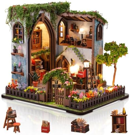 Miniature House Kit for Adults, Dollhouse Kit Garden with LED by MakingLifeFunforCool