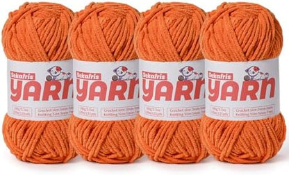 4 Pack Plush Chunky Chenille Yarn for Crocheting, Soft Fluffy Velvet Yarn for Crocheting Amigurumi, Fuzzy Baby Blanket Knitting 400g/524yds Bulky(4 Orange) by Sekafris