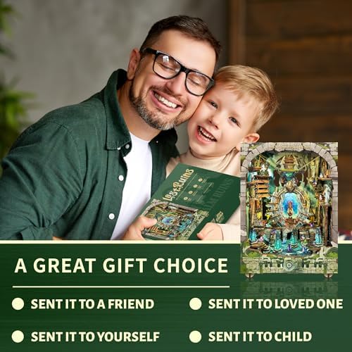 Magic Book Nook Kit with LED Light, 3D Wooden Puzzle, Dollhouse Miniature Booknook Kit Creative Bookend Bookshelf Decor for Adults- Lost Ruins (SQ-30) - Image 6