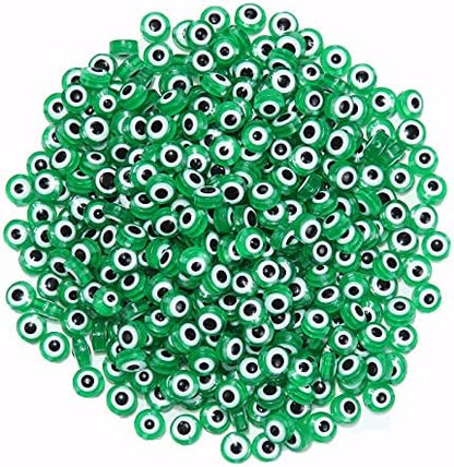 200pcs Evil Eye Beads Green Resin Lampwork Beads for DIY Jewelry Bracelet Ring Necklace Amulet Decoration Craft Making (Green) - Image 4
