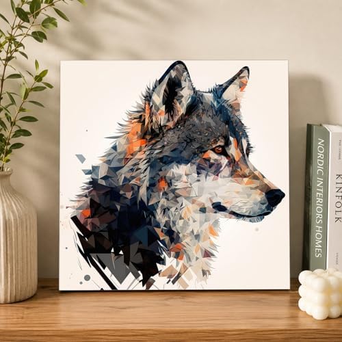 AUKELHJ Framed Paint by Numbers Kit for Adults, Wolf, 10x10 inch - Image 2