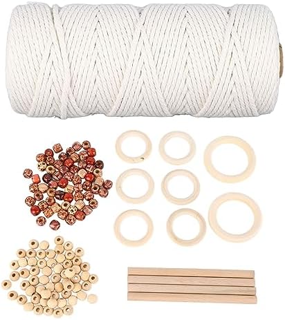 Yosoo Macrame Kits for Adults Beginners with Cotton Cord, Wooden Beads, Rings and Sticks, DIY Craft Supplies for Wall Hanging, Plant Hangers, Tapestries, Home Decor - Image 6