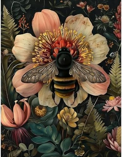 Lzyueyuan Bees and Flowers Stamped Cross Stitch Kits for Beginners,Needlepoint Counted Cross Stitch Kits for Adults,Easy Prestamped Pattern Needlepoint Kit Crafts for Home Decor Gifts11.8X15.7in by Unknown