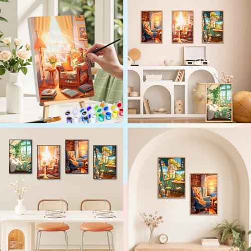 Camocin 4 Pack Framed Paint by Numbers Kit for Adults with Wooden Easel - Image 7