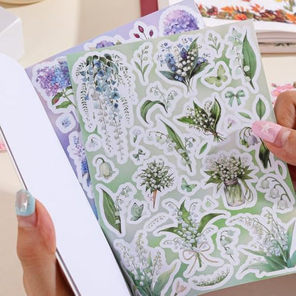 800+ PCS Floral Sticker Book for Journaling Supplies, Leaf Flower Watercolor Botanical Stickers for DIY Craft Scrapbooking Aesthetic Room Decor Junk Journal Bullet Journals Collage - Image 6