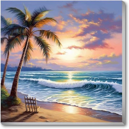 Paint by Numbers Kit for Adults,Beach DIY Paint by Number With Frame by TCDZMYGS
