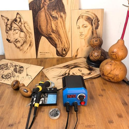 LH55-T2-NS2 Wood Burner kit offers adjustable temperature control ranging from 200℃ to 750℃,Wood Burning kit with 2 Detachable Wood Burning Tool Pens, 36 Wood burner Tips,professional wood burning kit - Image 4