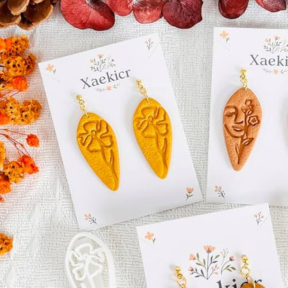 Xaekicr Abstract Face Polymer Clay Cutters Set – 3PCS Clay Earring Cutters with Floral Line Design – Embossed Polymer Clay Molds for DIY Jewelry and Crafts - Image 4