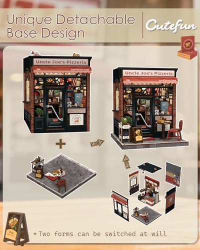 Cutefun Book Nook Kits for Adults - DIY Miniature Pizza Shop House Kit - Image 4