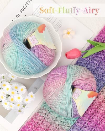 Coopay Yarn for Crocheting & Knitting, Gradient Cake Yarns (Glittering) - Image 5