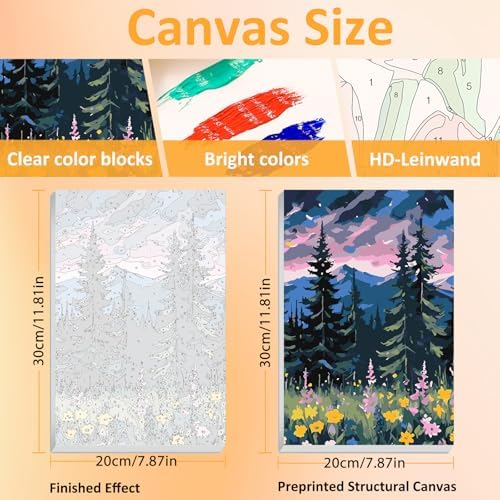Mandun Landscape Paint by Numbers Kit for Adults, 3 Pack, 7.8x11.8 inch - Image 2