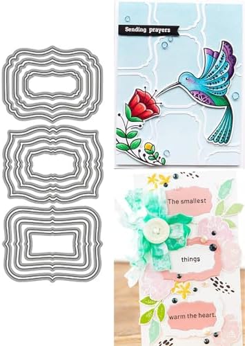 Lapoo Cutting Die for Scrapbooking, 3D Backgrounds Frame New Cutting Dies DIY Album Card Making Decor Paper Craft Metal Die Cuts Party Decorations (9 Flower Borders 7.3 x 3.1 in) by LAPOO