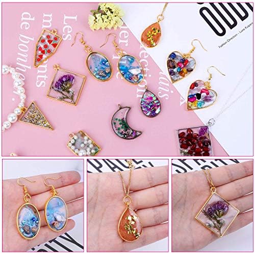 Shynek 60Pcs Hollow Frame Pendants - Resin Craft Bezels Jewelry Molds for Necklaces and Earrings Making Supplies - Image 5
