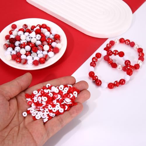 2200PCS+ Game Day Beads Charms for Bracelet Making Polymer Clay Beads Crystal Pearl Letter Gold Spacer Beads Football Charms for Game Day Bracelet Necklace Making DIY Crafts - Image 3