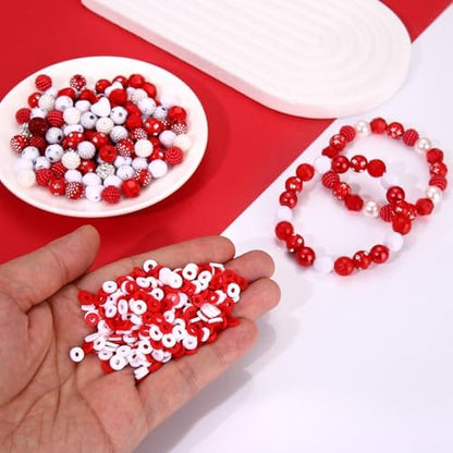 2200PCS+ Game Day Beads Charms for Bracelet Making Polymer Clay Beads Crystal Pearl Letter Gold Spacer Beads Football Charms for Game Day Bracelet Necklace Making DIY Crafts - Image 3
