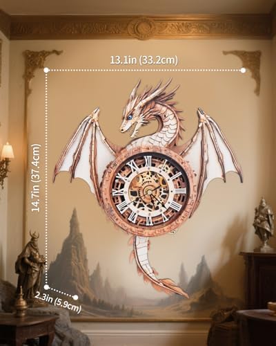 3D Puzzles for Adults-Wooden Dragon Clock Puzzle DIY Wall Clock Model Kit - Image 2