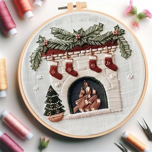 Huacan Embroidery Kit for Beginners Adults, Easy Needlepoint Kits for Adults with Stamped Embroidery Patterns. (Chimney) - Image 2