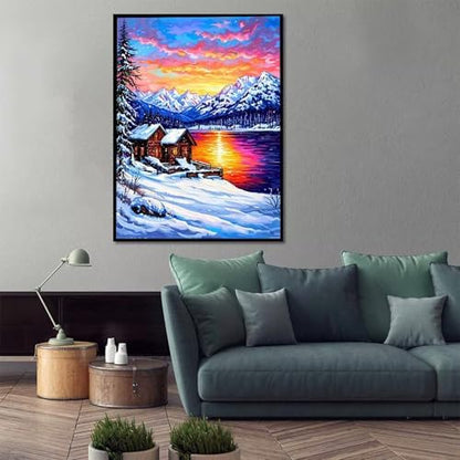 Winter Paint by Numbers Kit for Adults Lake Paint by Numbers, DIY Acrylic Watercolor Oil Painting Kits for Adults Beginners with Brushes, Hobbies for Women for Home Wall Decor, Gifts 40x54 in 3-71 - Image 2