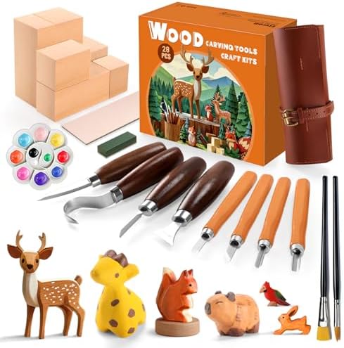 Wood Carving Kit for Beginners & Kids -Whittling Kit with Blocks and Paint by Unknown