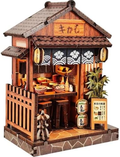 Book Nook Kit, DIY 3D Wooden Puzzles for Adults Teens Beginners, Miniature Doll House Tiny House Kit with led Lights for Bookshelf Decor Gifts for Bookish Bookworm,Birthday,Family,Friends (Food) by Unknown