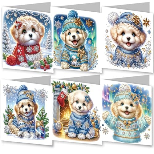 Christmas DIY Diamond Greeting Cards Set - 5D Art Painting Card Making Kits for Family Friends Handmade Gift - #06-Dog by Unknown