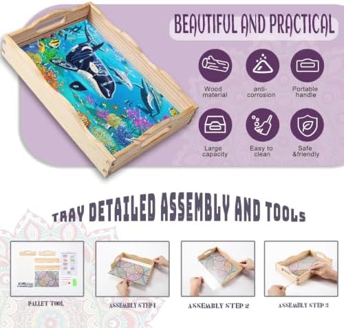 EWJRNSF Diamond Art Kits for Adults Wooden Serving Trays with Handles - Image 3