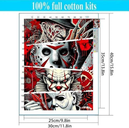Halloween Stamped Cross Stitch Kits for Beginners Adults - Fear Counted Cross Stitch Kits Needlepoint Cross-Stitch Patterns Dimensions Needlecrafts Embroidery Kits Arts and Crafts 11.8X15.7inch - Image 2