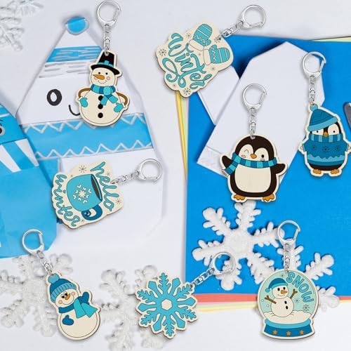 RattanView 24 Pcs Winter Snow Craft Keychains DIY Keychain, 12 Styles - Image 4