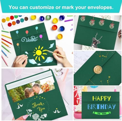 65 Packs 4x6 Envelopes A4 for Invitations, Printable Envelope Self Seal For Weddings, Invitations, Photos, Greeting Cards, Mailing (Dark Green) - Image 5