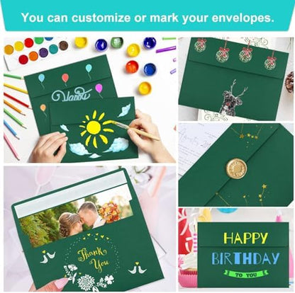 65 Packs 4x6 Envelopes A4 for Invitations, Printable Envelope Self Seal For Weddings, Invitations, Photos, Greeting Cards, Mailing (Dark Green) - Image 5