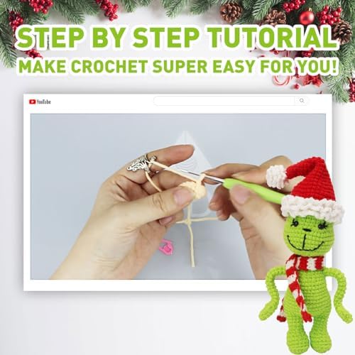 ALODNY Crochet Kit for Beginners,Christmas Crochet Kit for Beginners Adults,Knitting Kits Hooks Yarn Set with Step-by-Step Video Tutorials - Image 4
