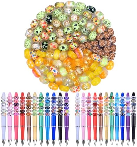 Aipridy Large Hole European Beads, Craft Supplies Kit，Assorted Mixed Color Lampwork Spacer Beads for DIY Bracelet Jewelry Making (100, Lemon) - Image 2