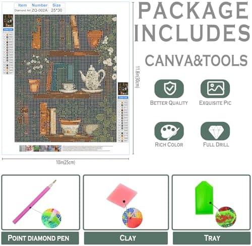 sdfkmlcdl Vintage Botanical Book Diamond Art Kits for Adults, Retro Cottagecore Flower Bookshelf Full Drill Diamond Painting Kits for Adults Beginners, Book Lover Gifts, 9.8x11.8 Inch - Image 3