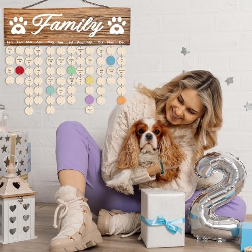 Family Birthday Plaque Tags Wooden Birthday Calendar Board Tags with Rings - Image 6