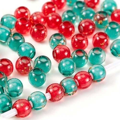 100pcs 10mm Christmas Large Hole Beads for Carabiner Bag Charm by Aoxsie