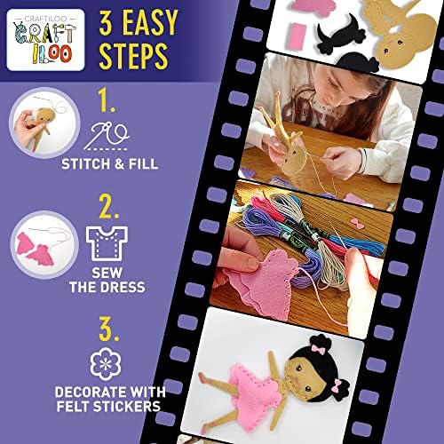 Ballerina Sewing Kit for Kids Ages 5-12 - 5 Felt Dancer Dolls, Beginner - Image 4