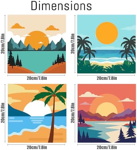 FQOVKYN 4 Framed Landscape DIY Paint by Numbers Kit for Adults Beginner, Sunset Easy Painting by Number with Frame, Acrylic Paint Kit Arts and Crafts for Adults for Decor 8x8inch - Image 2